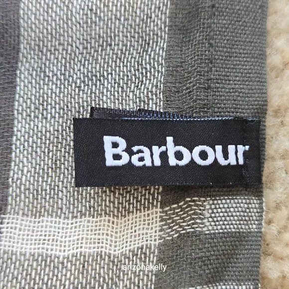 NWOT Barbour Linen/Cotton Plaid Scarf Lightweight Preppy - Picture 5 of 12